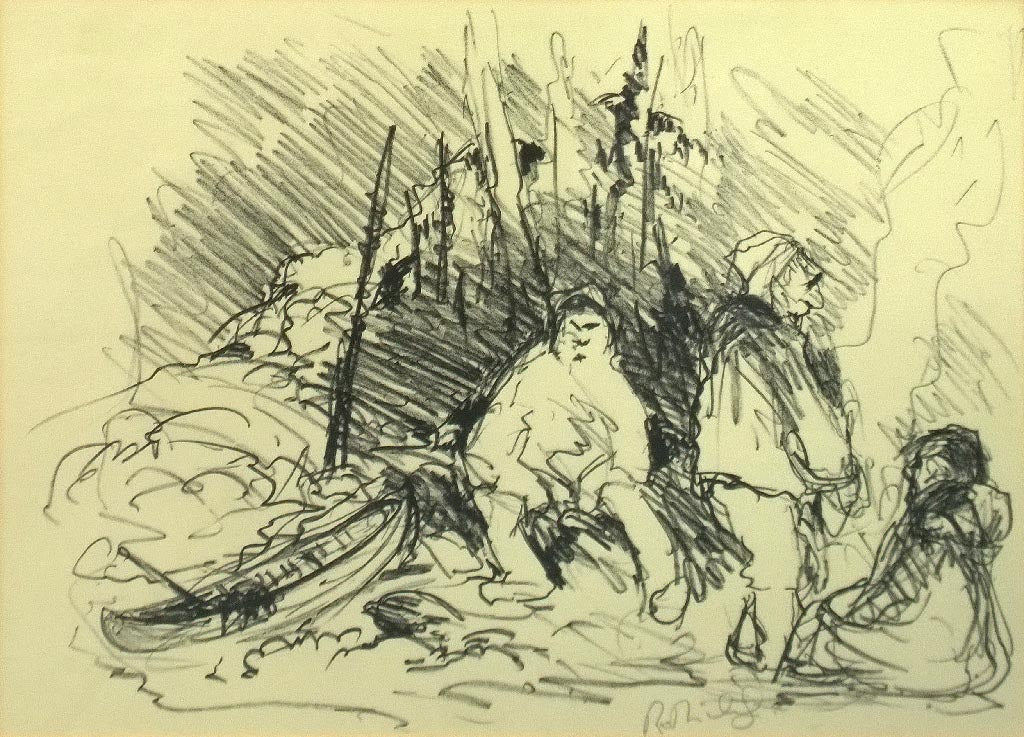 Sans titre (Scène de pêche) - Galerie d'Art Beauchamp