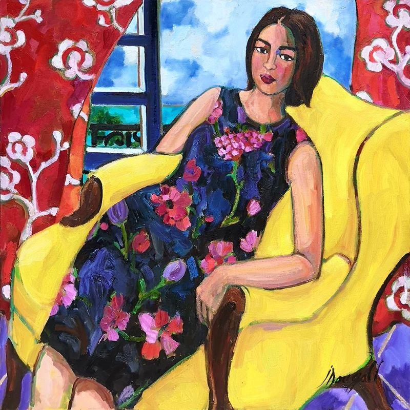 Seated on Yellow Chair by Holland Park - Galerie d'Art Beauchamp