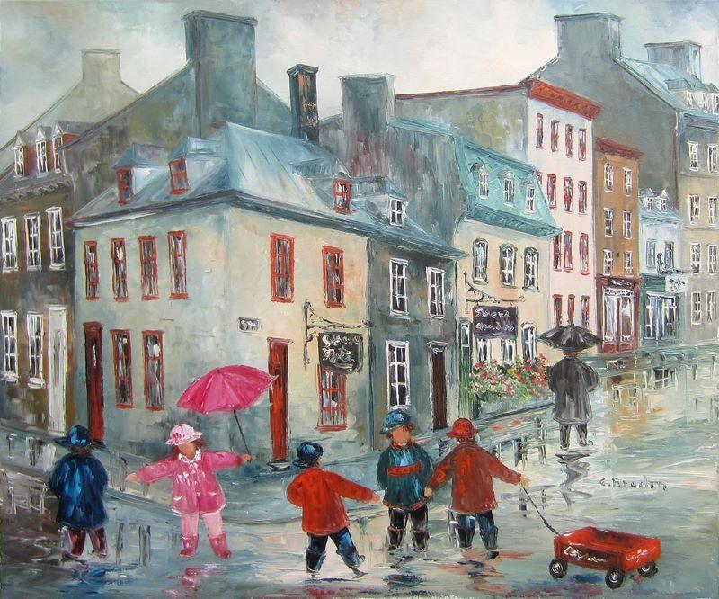 Sous la pluie - Rue Garneau - Galerie d'Art Beauchamp