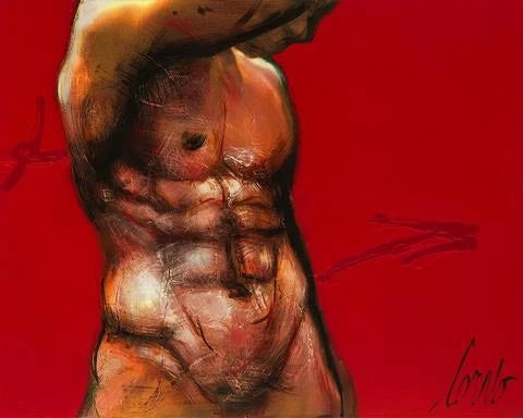 Torso on Red IV - Galerie d'Art Beauchamp