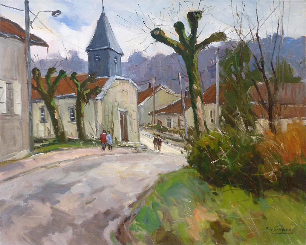 Village de Maulan, temps gris - Galerie d'Art Beauchamp
